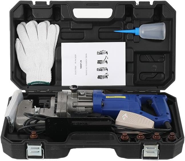 1200W Electric Hydraulic Hole Puncher,110V Punching Machine Metal Hole Punch with 5 Dies 6 mm-20 mm for Iron Copper Aluminum Plate Angle Steel