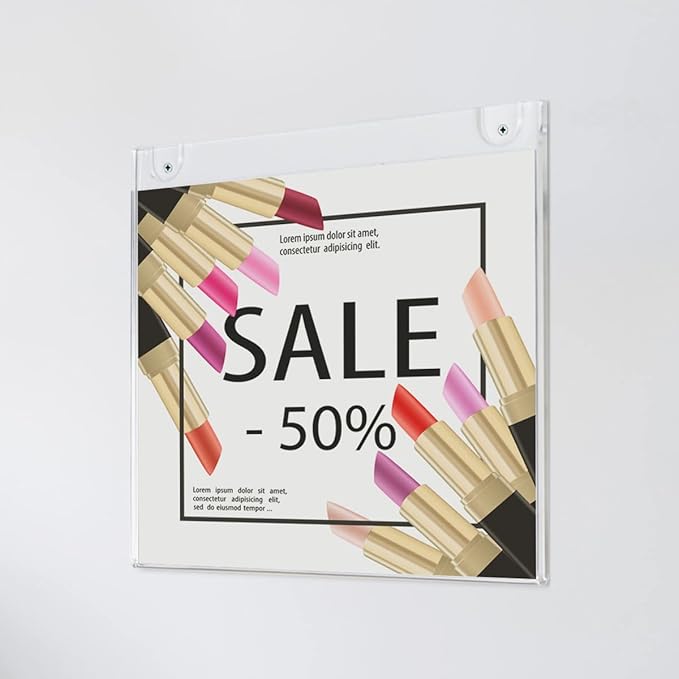NIUBEE 30-Packs Acrylic Wall Sign Holder 8.5x11 Horizontal, Clear Plastic Picture Frames , Wall Mounted Design.