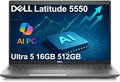 Dell Latitude 5550 5000 Business AI PC Laptop (15.6" FHD Anti-Glare, Intel 12-Core Ultra 5 125U (> i7-1355U), 16GB DDR5 RAM, 512GB SSD), Backlit, FHD HDR Webcam, Thunderbolt 4, Ethernet, Win 11 Pro