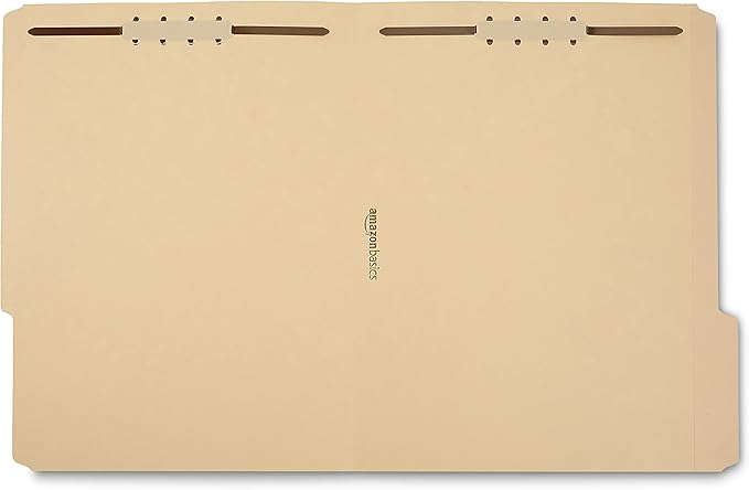 Amazon Basics Manila File Folders with Fasteners for Organized Filing, Letter Size, Beige, 50-Pack