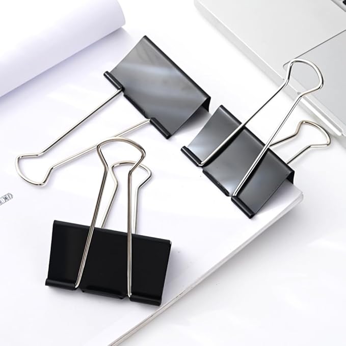 THREEBEGETSALL Extra Large Binder Clips 2.4 inch Super Big Binder Clips 6 Pack Big Metal Paper Clamps Black (2.4 Inch)