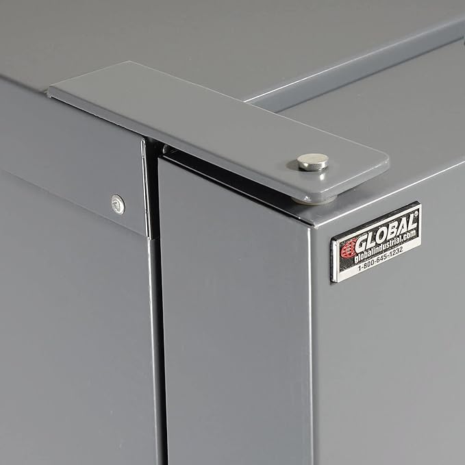 Global Industrial Deep Door Bin Cabinet, Includes 156 Yellow Plastic Bins, Padlockable Steel Cabinet, 38" W x 24" D x 72" H, for Tool and Parts Storage, Ships Assembled