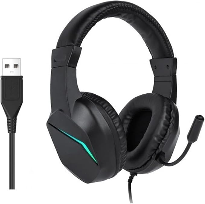 ciciglow USB Gaming Headset, Wired Gaming Headset with LED Light, Over Ear Headphones with Noise Cancelling Mic, 40mm Driver for PC Laptop, Comfortable Durable Design (OY733USB)