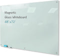 Magnetic Glass Whiteboard, 48"x72" Frameless Dry Erase Board White Board Surface Wall Mounted for Office, Classroom & Home