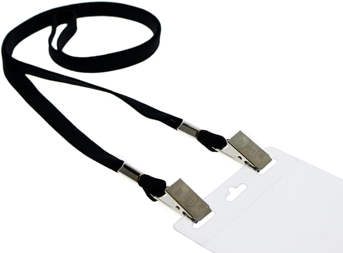 Bulk 100 Pack - Face Mask Lanyards - Comfortable Neck Straps for Badge Holders - Twist Free 2 Hook Design (1 on Each End) for Special Event Badges, Credentials and Ticket Holders (Black)