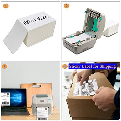OausTect 4x6 Shipping Label 8000 Fanfold Labels for Rollo, Zebra Direct Thermal Printer, with Perforations - 8 Stack (8 Stack/8000 Labels)