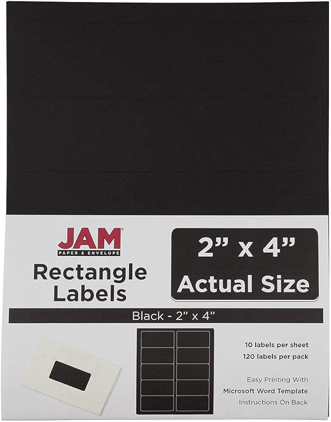 JAM PAPER Shipping Address Labels - Standard Mailing - 2 x 4 - Black - 120/Pack