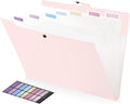 8 Pockets Expanding File Folder, Accordion File Organizer with Colorful Labels, Cute Folders for Documents, Portable File Folder Organizer for School Office Supplies, Letter Size, Pink