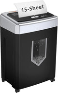 Bonsaii 15-Sheet Cross-Cut Paper Shredder, Heavy-Duty Office Use, 35-Min Continuous Runtime, P-4 Security Level, Anti-Jam, Shreds CDs & Cards, 4.8-Gallon Pullout Wastebasket