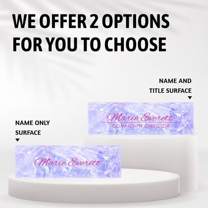 Desk Name Plate Personalized Name Plate for Desk, Office Desk Decor, 3D Style Personalized Plaque Name Plates for Desks Custom Appreciation Gifts for Boss Lady Employee Coworkers (Amethyst)