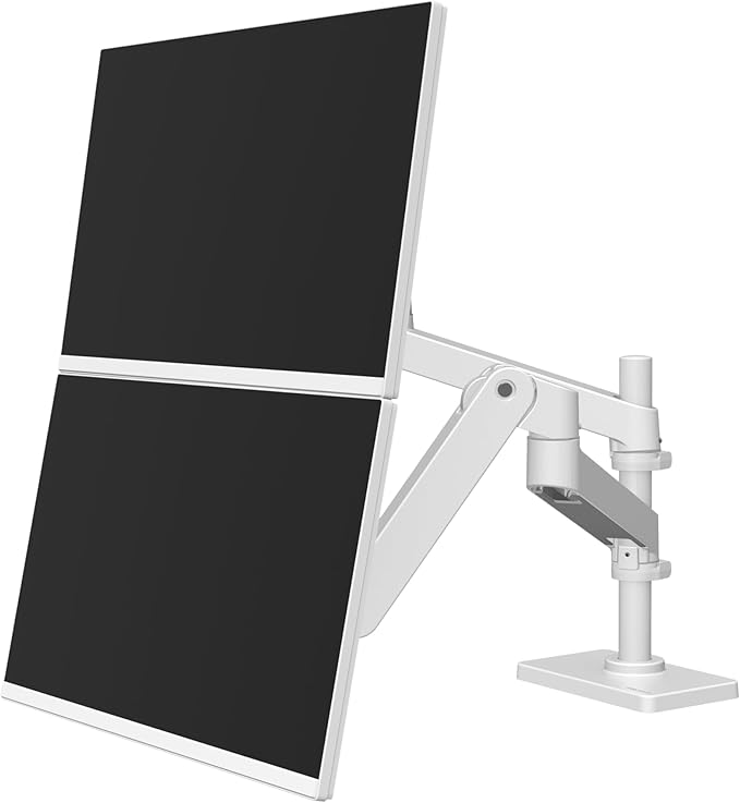 Ergotron – Upgraded LX Pro Premium Vertical Stacking Dual Monitor Arm, VESA Desk Mount – for 2 Monitors Up to 24 Inches, 4 to 22 lbs Each – White