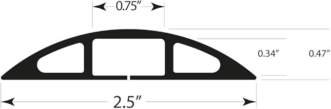 D-Line 6 Foot Floor Cord Cover, Cable Protector Case Pack, CC-1/3PK, Protect Cords and Prevent Trip Hazards, Black (Pack of 3)