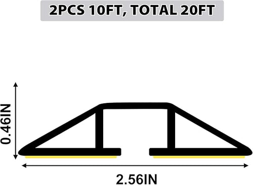 20Ft Cord Cover Heavy Duty Cable Protector 3 Channels Contains Cords Cables and Wires Easy to Unroll-Conceal Wires of Home Office Workshop Concerts or Other Outdoors Surround (Gray-2PCS 10Ft)