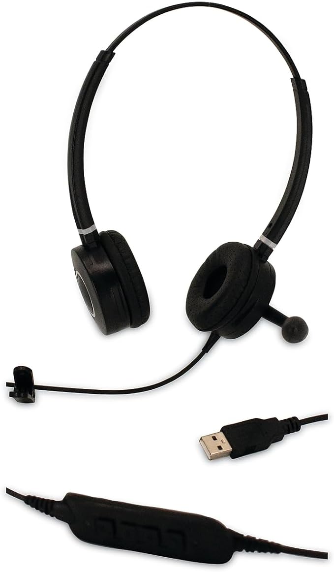 Spracht HS-WD-USB-2 Dual Ear USB Headset for Softphone for PC/Mac, Black