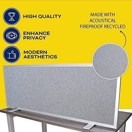 OBEX Acoustical Free Standing Privacy Screen, Cubicle Accessories Desk Privacy Panel, Desk Dividers for Office, Office Furniture Partitions Portable Sound Proof Dividers, 12" x 60", Overcast
