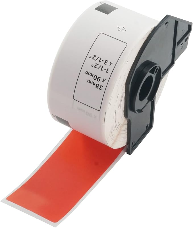BETCKEY - Large Address Labels Replacement for Brother DK-1208 (1.4 in x 3.5 in), Compatible with Brother QL Label Printers [1 Rolls/400 Labels, Red]
