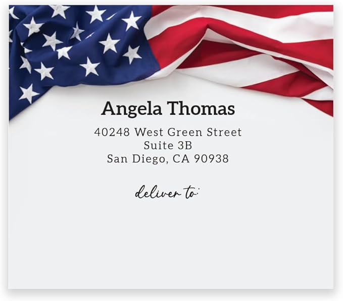 Custom American Flag Shipping Labels / 48 Personalized Address Labels/ 4" x 3½" Mailing Stickers/Made in USA
