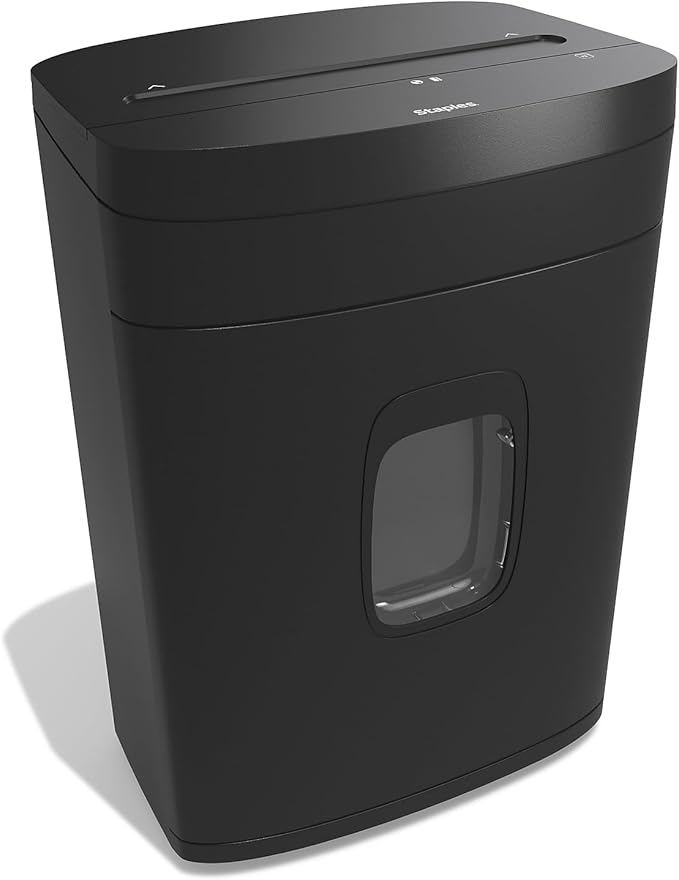 Staples Paper Shredder, 12-Sheet Micro-Cut, Anti-Jam, for Office & Home Use with 5 Gallon Pull-Out Bin, Black