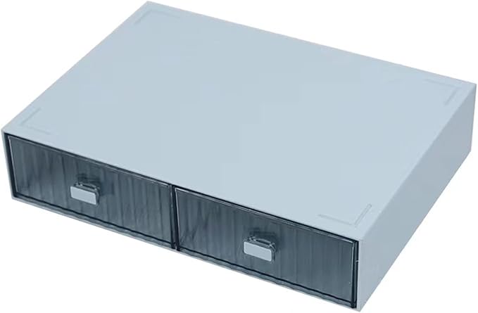 Desk Drawer Organizer, Stackable Office Supplies Desk Organizer, Plastic Plastic Storage Drawer, Desk Grocery Organizer For Stationery/Office Supplies (Blue, 2 Compartment)