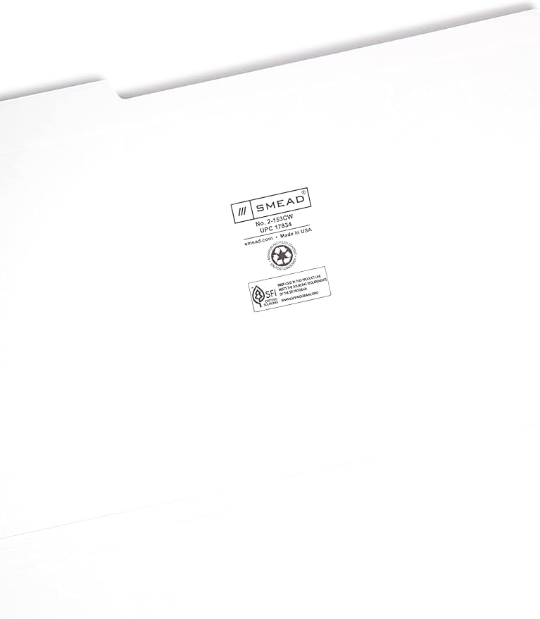 Smead File Folder, Reinforced 1/3-Cut Tab, Legal Size, White, 100 per Box (17834)