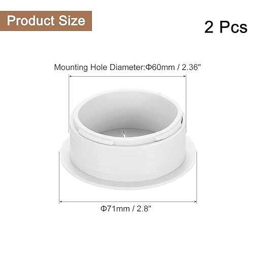 uxcell 2 Pcs Desk Grommet, 2.36 inch 60mm Desk Cable Hole Cover Wire Hole Insert for Home Office Table Cabinet Cord Organizer, White