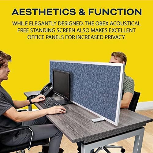OBEX Acoustical Free Standing Privacy Screen, Cubicle Accessories Desk Privacy Panel, Desk Dividers for Office, Office Furniture Partitions Portable Sound Proof Dividers, 24" x 60", Graphite