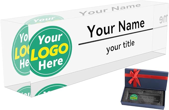 Name Plate for Desk Personalized | Office Gifts | Office Decorations for Work | Custom Your Logo Name Plates for Desks | Desk Decorations for Women Office or Occasion Gift(Logo)