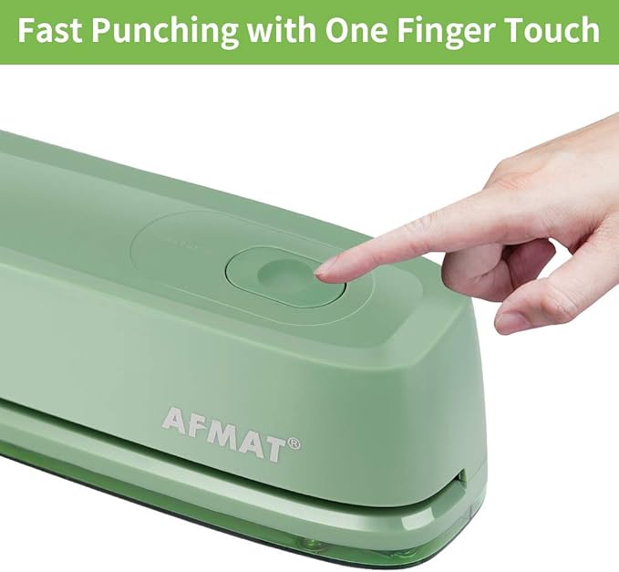 AFMAT Electric 3 Hole Punch, 20-Sheet 3 Hole Puncher for Binder, Effortless Punching, 9/32" Hole Diameter, Paper Hole Puncher 3 Hole Heavy Duty, for Office/School/Studio, AC or Battery Operated, HP10