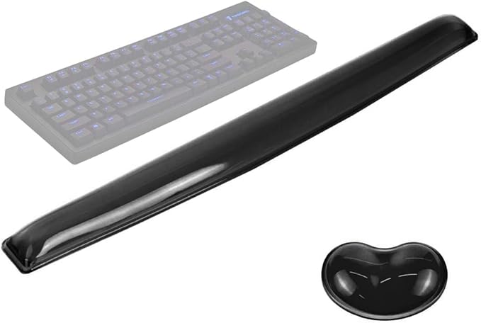 Gel Keyboard & Mouse Wrist Rest Set - Keyboard Wrist Rest Pad & Mouse Support for Office Gaming Pad Computer Laptop Ergonomic Comfortable Pain Relief- Pad Set (Black Pad Set)
