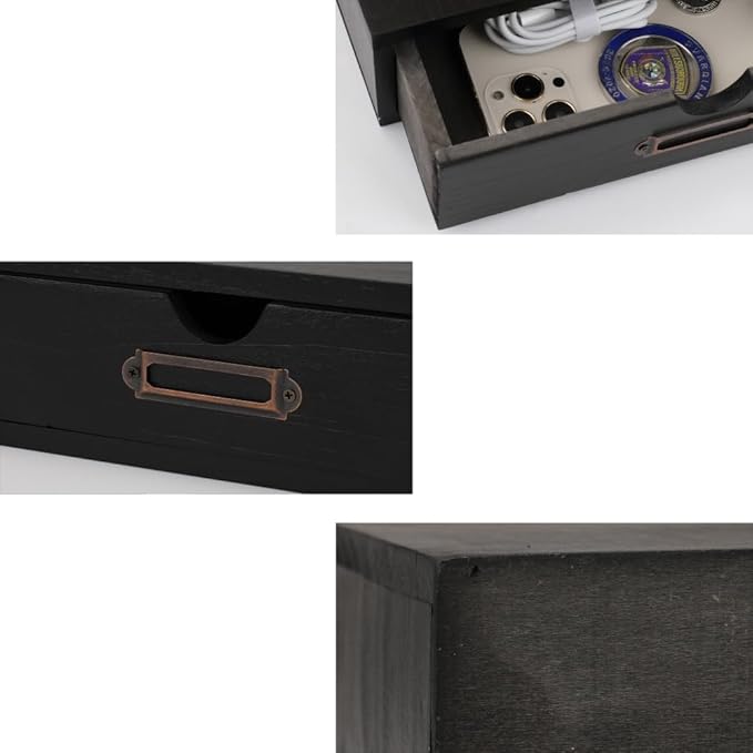 Wooden Storage Box Apothecary Drawers Vintage Wooden Drawers Wood Desktop Organizer with Drawers Countertop Drawers Library Card Catalog Cabinet Apothecary Cabinet（BLACK）