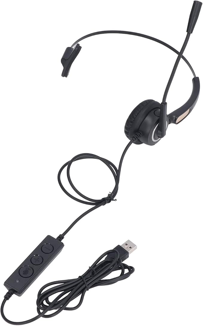 WiseZythum Customer Service Headset with Noise Cancelling Microphone, Call Center Headphone for Office Telemarketing, USB Computer Headset with Adjustable Boom Mic and Retractable Headband, E