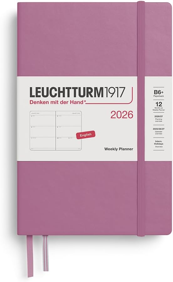 LEUCHTTURM1917 - Weekly Planner 2026, Hardcover, Paperback (B6+), Dusty Rose (Jan 1 - Dec 31, 2026)