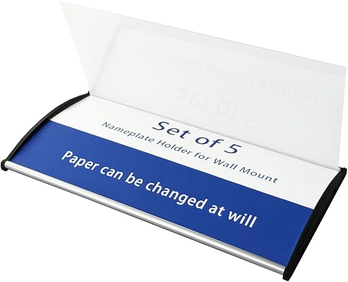 2 Pcs Aluminum Office Name Plate Holder for Door Wall Mount 8'' x 4'' Business Sign Holder Office Door Sign Sturdy Curved with Adhesive Tape and Plastic Film Included, Paper Inserts NOT Included