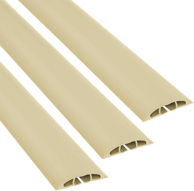 D-Line 6ft Floor Cord Covers 3-Pack (18ft Total Coverage), Cable Protector Case Pack, CC-3/3PK, Protect Cords and Prevent Trip Hazards, Beige (Pack of 3)