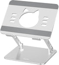 Laptop Stand for Desk – Portable Adjustable Laptop Riser & Holder, Foldable Computer Stand Compatible with MacBook Air Pro, Dell, HP, Lenovo (10"-17.3"), Featuring Cat Panel Design, Silver