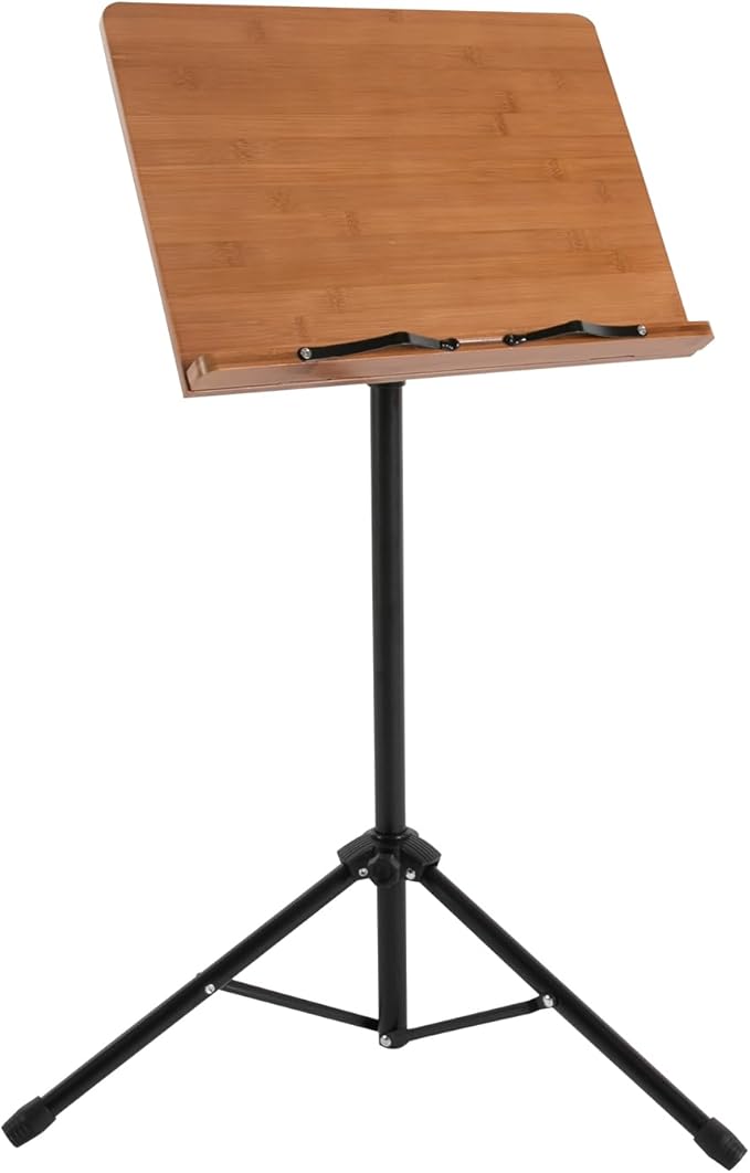 Sheet Music Stand & Desktop Book Stand, Rotatable Music Book Holder Stand,Wooden Portable Sheet Music Table Stand Height Adjustable from 27.5-74.8in with Book Stand Support,Foldable Tripod
