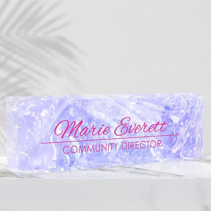 Desk Name Plate Personalized Name Plate for Desk, Office Desk Decor, 3D Style Personalized Plaque Name Plates for Desks Custom Appreciation Gifts for Boss Lady Employee Coworkers (Amethyst)