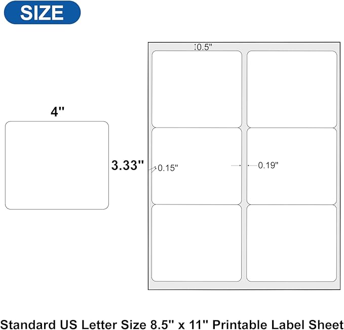 PAPRMA 3 1/3" x 4" Printable Label White 500 Sheets, Sticker Label Paper for Laser and Inkjet Printers Compatible 5164 8164 Shipping Address Labels
