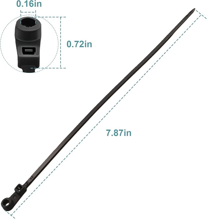 Plastic Cable Ties with Screw Holes, 7.5-inch 50lb Load Capacity Mounting Head, Black Mounting Cable Ties (200-Pack)