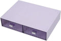 Plastic Desk Drawer Organizer, 2 Compartments, Stackable, Office Supplies Storage, Purple