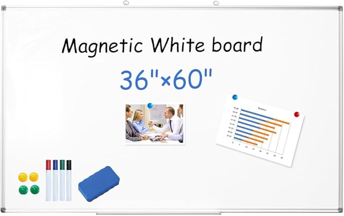 XIWODE Large Magnetic Dry Erase Board，Whiteboard for Wall, 36 x 60 inches, Whiteboard Marker Board Writing Board，Silver Aluminum Frame, Durable， for Home School & Office