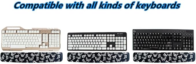 BRILA Keyboard Wrist Rest Support Cushion Pad for Computer, Laptop, Office Work, PC Gaming - Memory Foam Gel with Massage Holes Design - Non-Slip Easy Typing Wrist Pain Relief