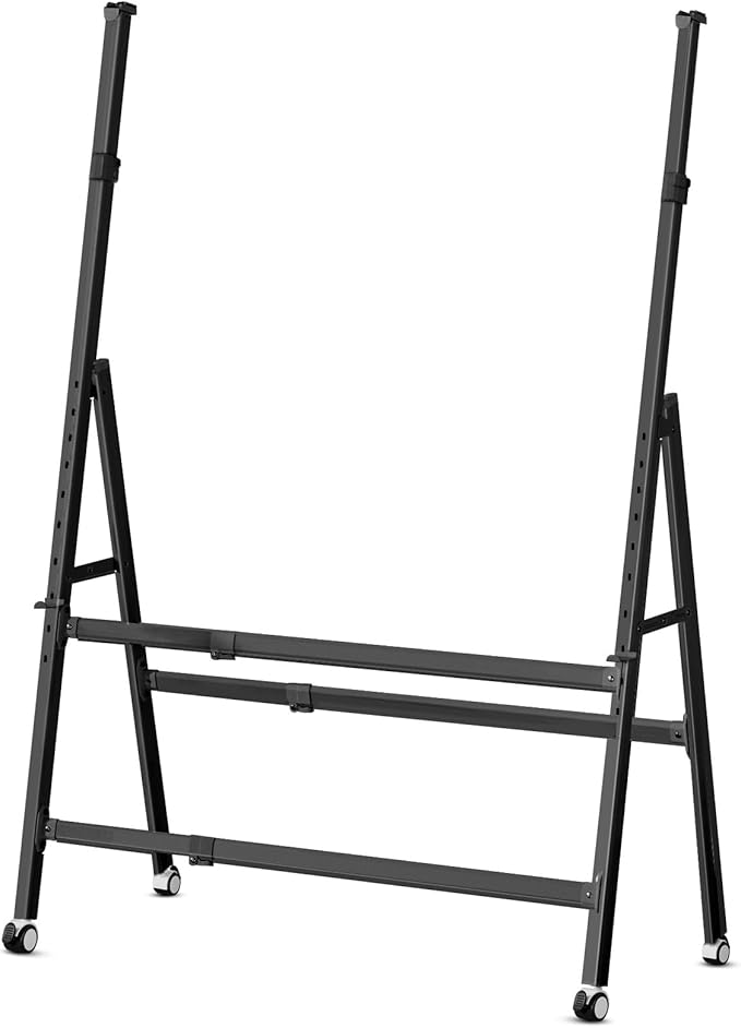 A-Frame Foldable Whiteboard Stand, Height and Width Adjustable, Mobile Stand with Wheels for All Heavy Duty Glass Blackboard, Chalkboard, Bulletin Board, Display Board, Drawing Board (Black)