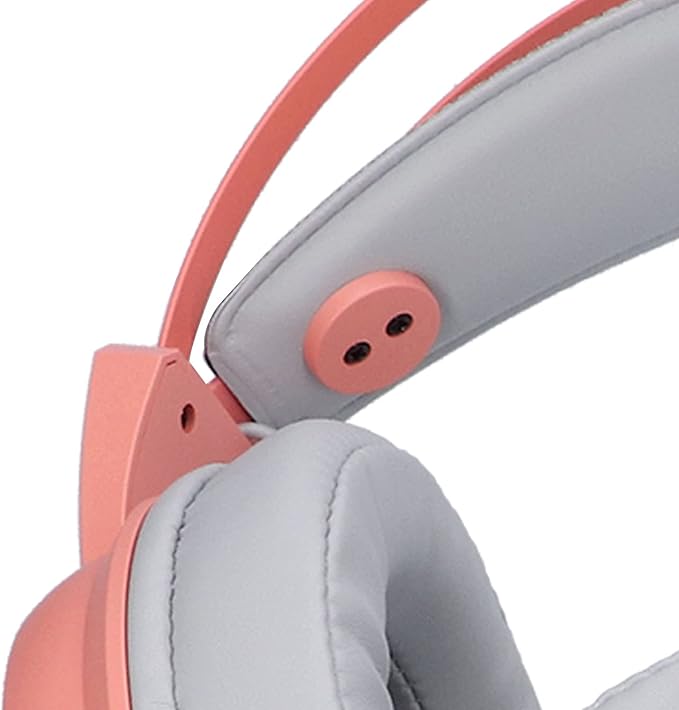ChiweiJ Head Mounted Gaming Headset with 50mm Speaker Unit, Over Ear Stereo Headphone, 360° All Round Pointing Bendable Microphone, USB 7.1 Surround Sound for PC Gaming and Music Listening (Pink)