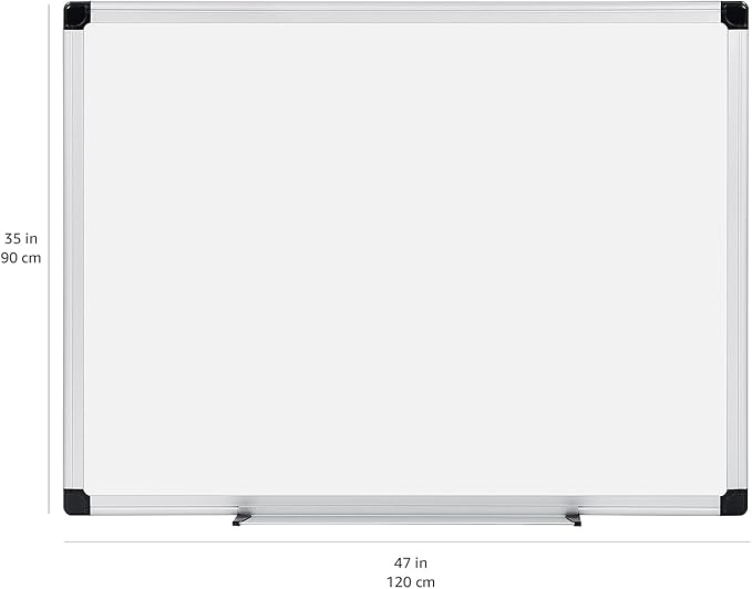 Amazon Basics Magnetic Whiteboard/Dry Erase Board, 36 x 48-inch, Aluminum Frame, Silver/White