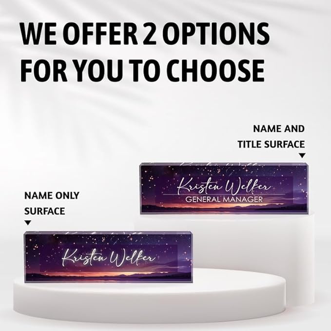 Desk Name Plate Personalized Name Plate for Desk, Office Desk Decor, 3D Style Personalized Plaque Name Plates for Desks Custom Appreciation Gifts for Boss Lady Employee Coworkers (Purple Night)