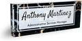 Customized Clear Acrylic Thick 8x3" Desk Name Plate Block with Personalized Logo - Professional Office Decor - Customized Acrylic Plate Gift for Teacher Co-workers, Christmas Gifts for Her, Thanksgiving Gifts (Black Marble)