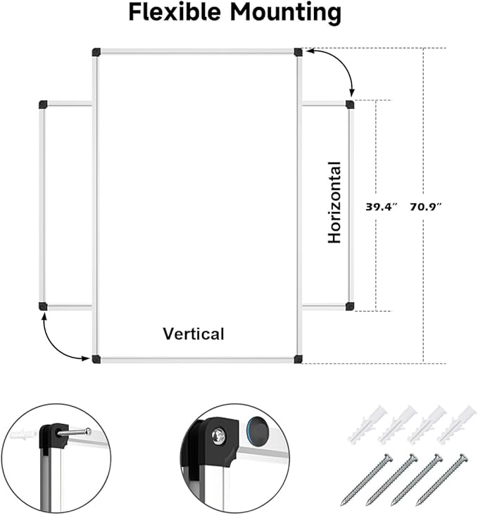 XBoard Magnetic Whiteboard 72 x 40 Inch, Large Dry Erase White Board for Wall with Marker Tray 6' x 3' | Aluminum Frame Message Presentation Board