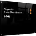 Magnetic Glass Dry Erase Board - Black Board 48 x 96 Inch Wall Mounted Glass Whiteboard, Large Frameless White Board for Wall Office, Home & School, Black