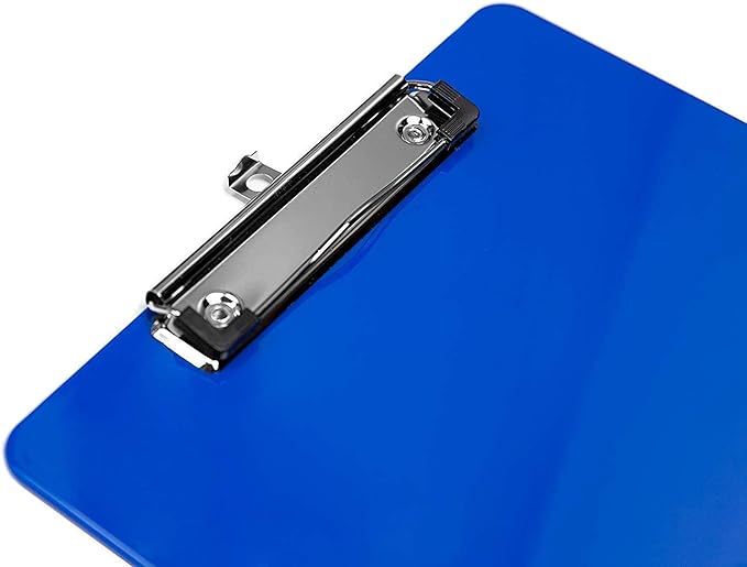 Blue Plastic Clipboard with Low Profile Clip (Pack of 6) - Letter Size Clip Board Blue with Flat Clip, A4 Size Acrylic Clipboard for Boys and Girls | Cute Aesthetic College & Back to School Supplies
